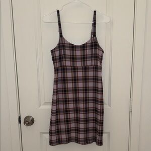 Hollister Black and Purple Plaid Mini Dress